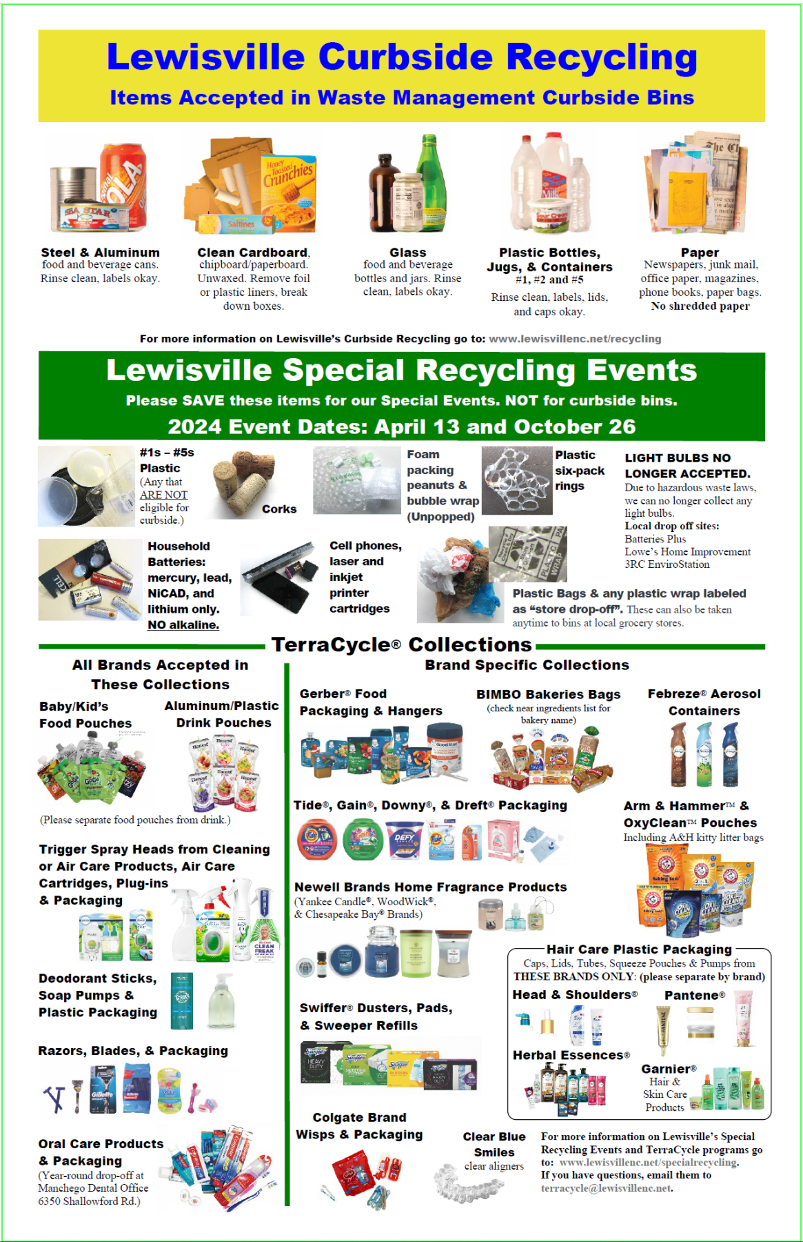 Lewisville curbside and special recycling collections.