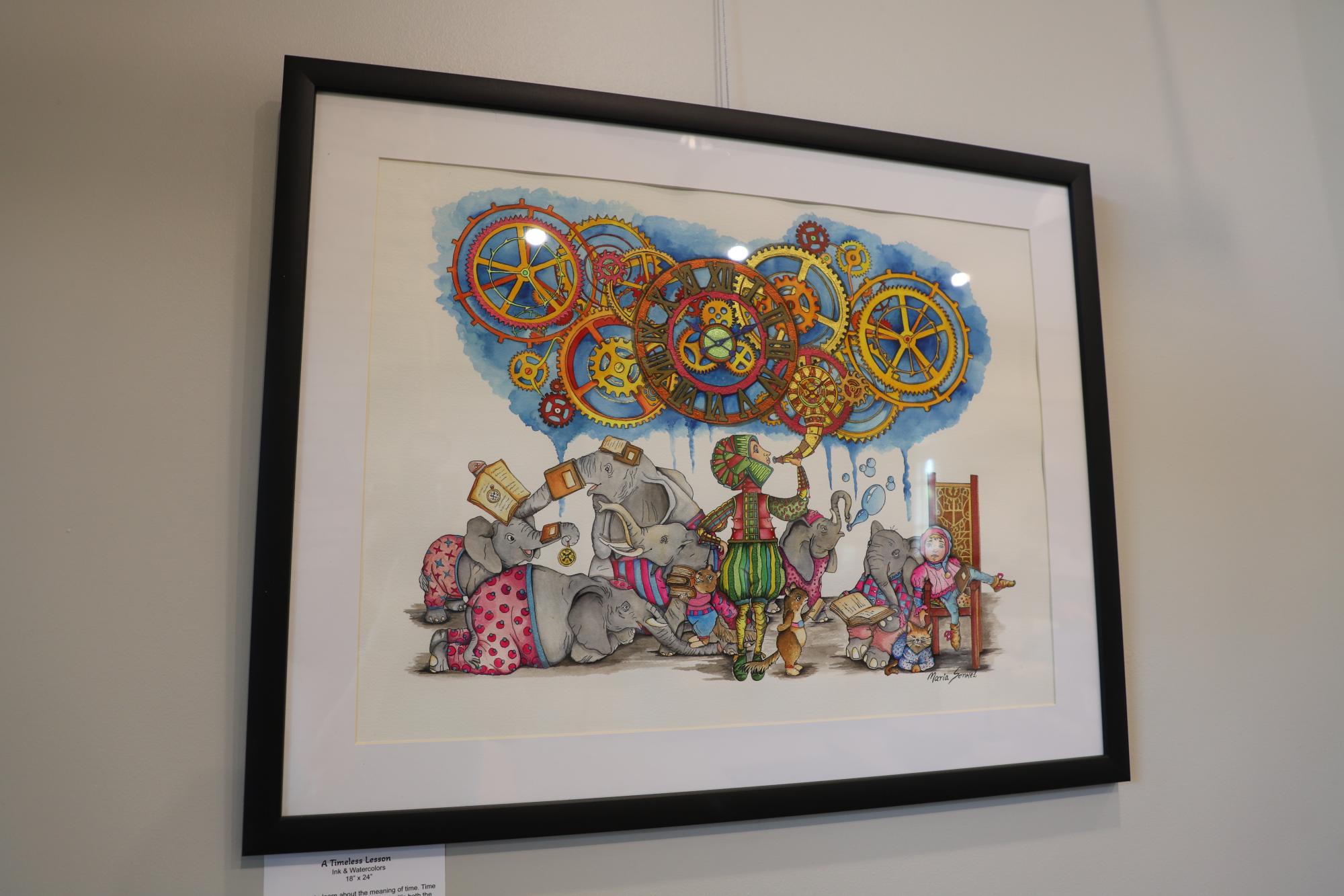 A watercolor painting of a fantastical scene.