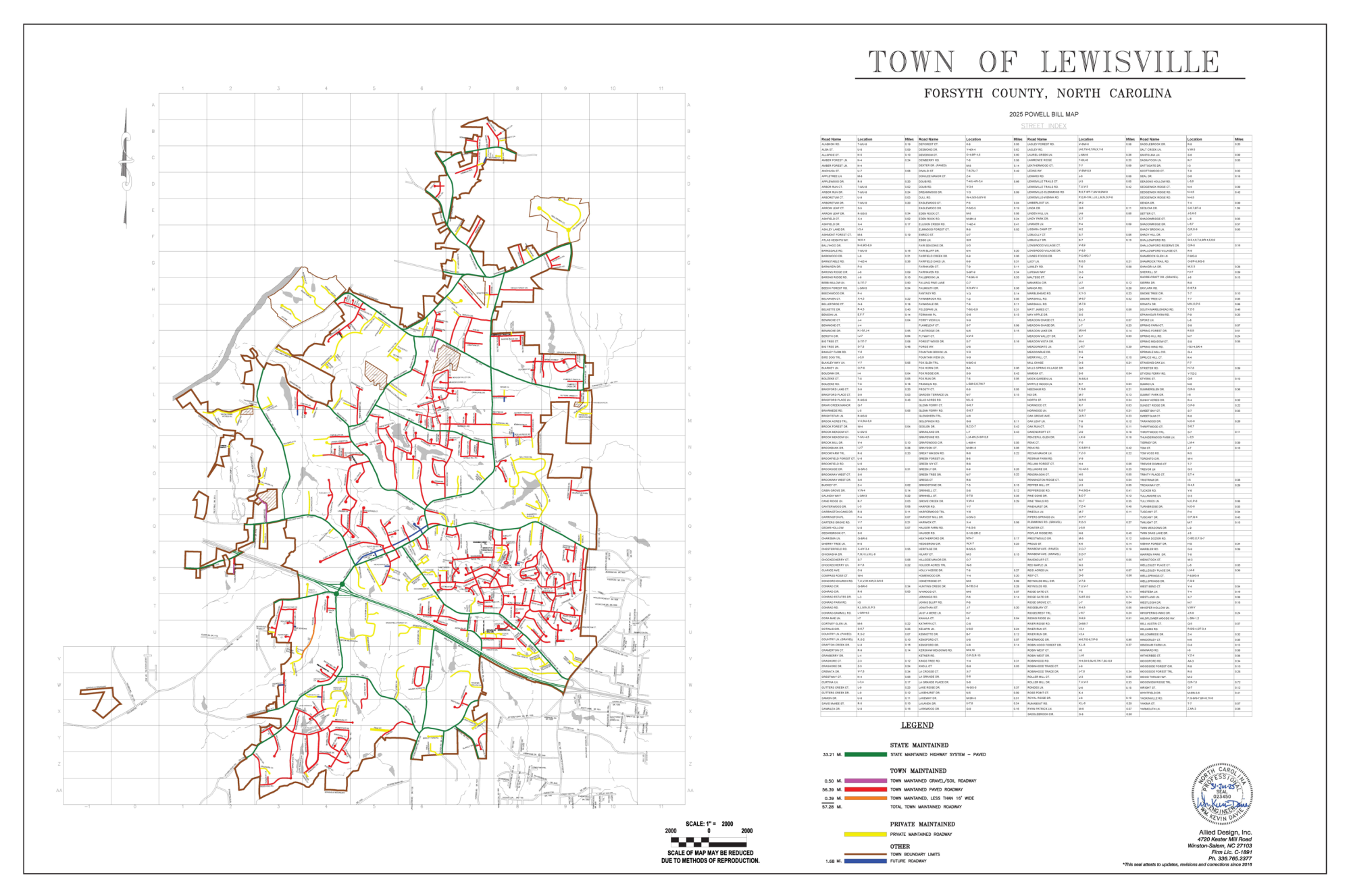 2025 Town of Lewisville Powell-Bill Map