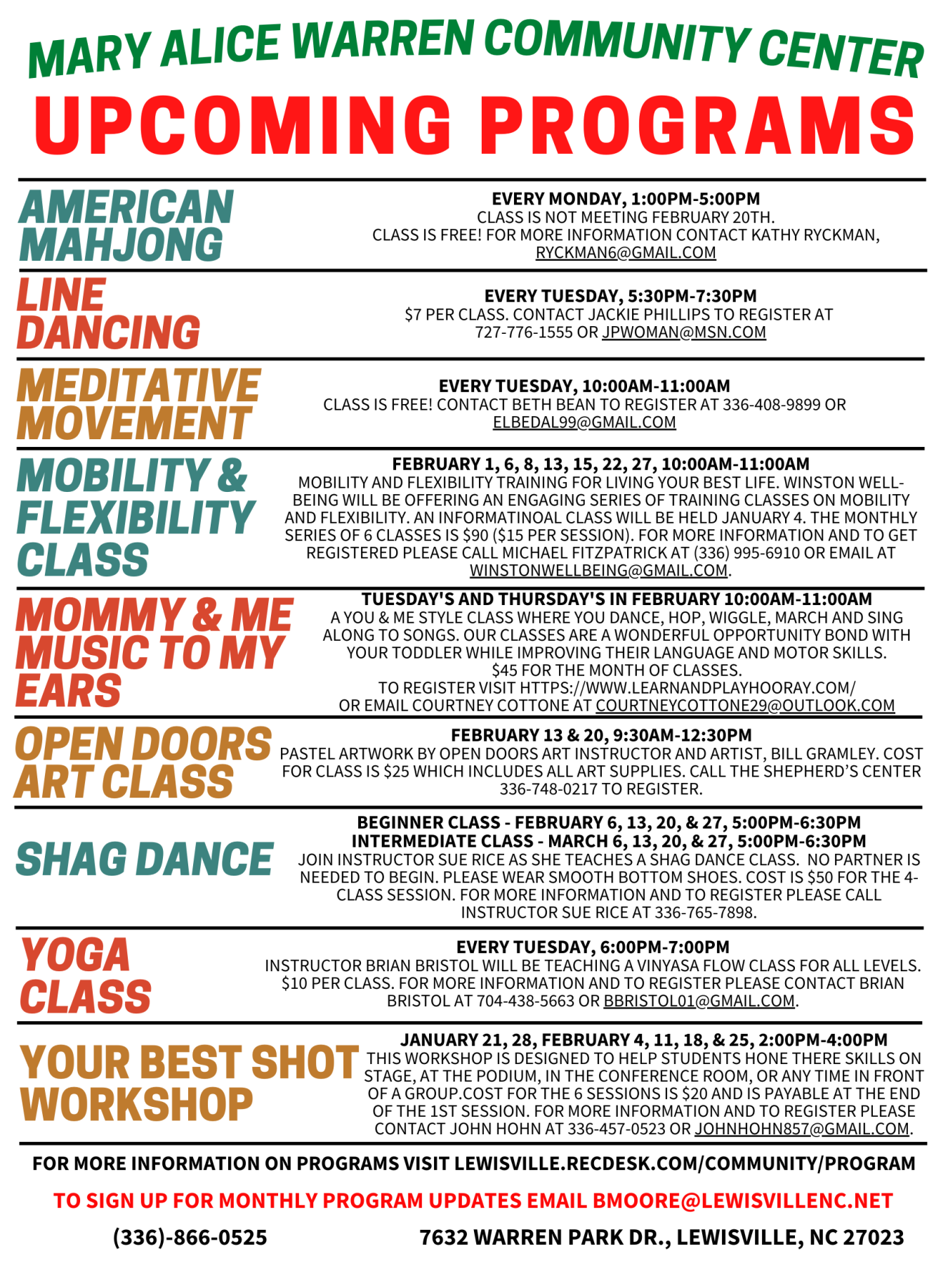 MAWCC February 2023 Classes