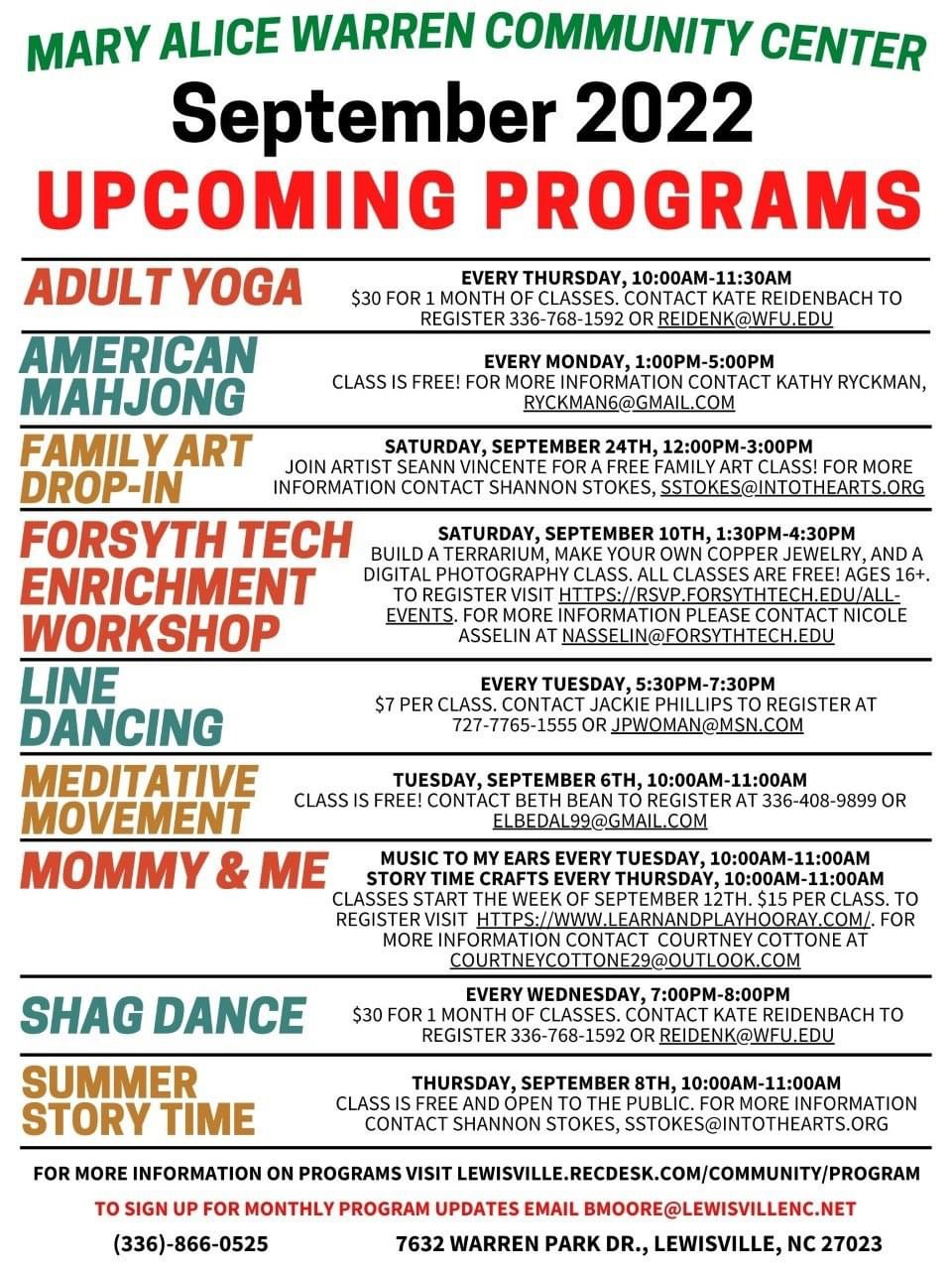 MAWCC September Classes 